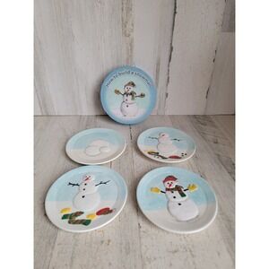 Mini plate how to build a snowman unique set Xmas home decor snow